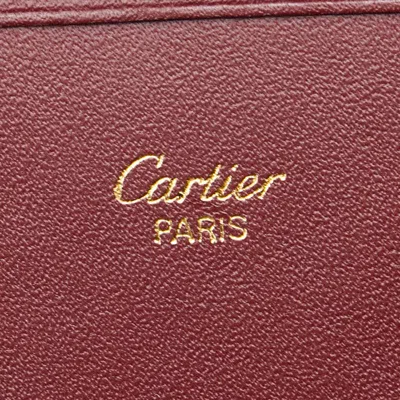 Pre-owned Cartier Wine Red Leather Long Wallet (tri-fold) ()