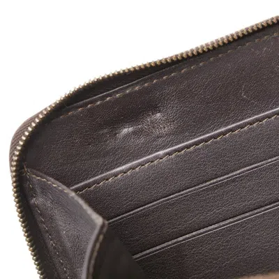 Pre-owned Celine Beige Brown Canvas Leather Long Wallet (bi-fold) ()