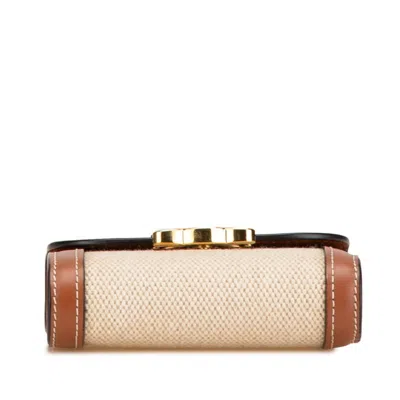 Pre-owned Celine Beige Brown Canvas Leather Wallet (tri-fold) ()