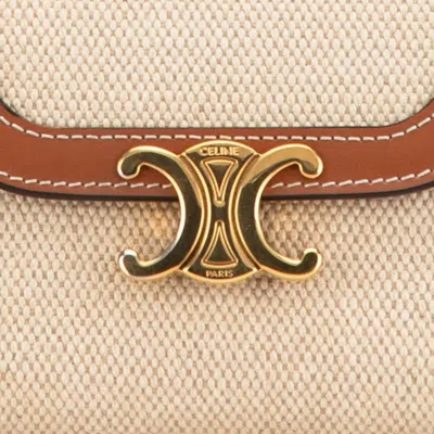 Pre-owned Celine Beige Brown Canvas Leather Wallet (tri-fold) ()