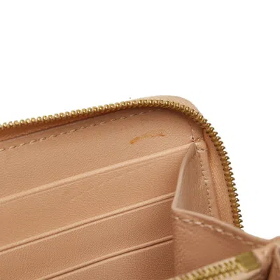 Pre-owned Celine Beige Red Color Leather Long Wallet (bi-fold) ()