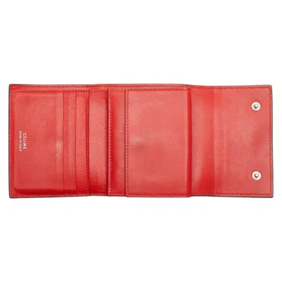 Pre-owned Celine Beige Red Color Leather Wallet (tri-fold) ()