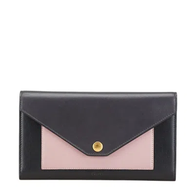 Pre-owned Celine Black Pink Leather Long Wallet (tri-fold) ()