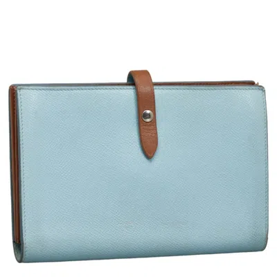 Pre-owned Celine Blue Brown Leather Wallet (bi-fold) ()