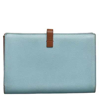 Pre-owned Celine Blue Brown Leather Wallet (bi-fold) ()