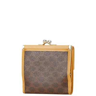 Pre-owned Celine Brown Yellow Pvc Leather Wallet (bi-fold) ()