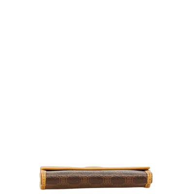 Pre-owned Celine Brown Yellow Pvc Leather Wallet (bi-fold) ()
