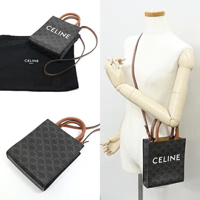Pre-owned Celine Dark Brown Canvas Leather Shoulder Bag ()