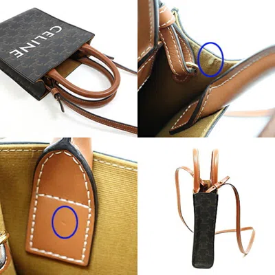 Pre-owned Celine Dark Brown Canvas Leather Shoulder Bag ()