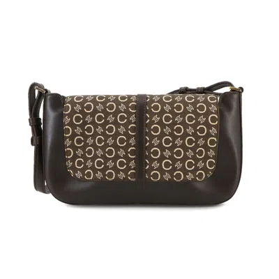 Pre-owned Celine Dark Brown Canvas Leather Shoulder Bag ()