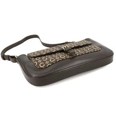 Pre-owned Celine Dark Brown Canvas Leather Shoulder Bag ()