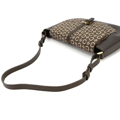 Pre-owned Celine Dark Brown Canvas Leather Shoulder Bag ()