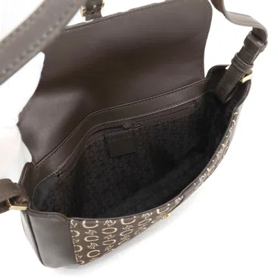 Pre-owned Celine Dark Brown Canvas Leather Shoulder Bag ()