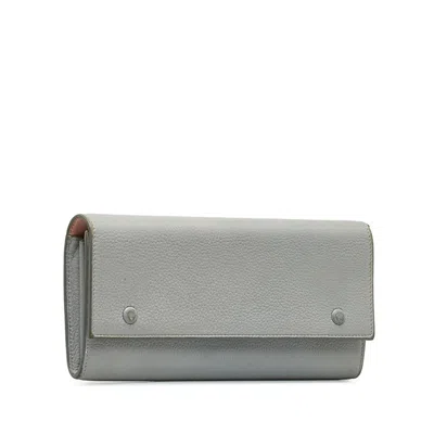 Pre-owned Celine Gray Leather Long Wallet (bi-fold) ()