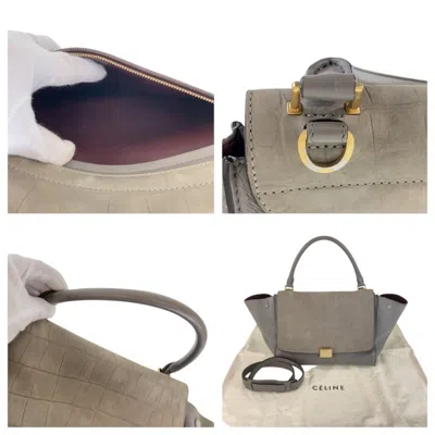 Pre-owned Celine Gray Leather Suede Handbag Shoulder Bag ()