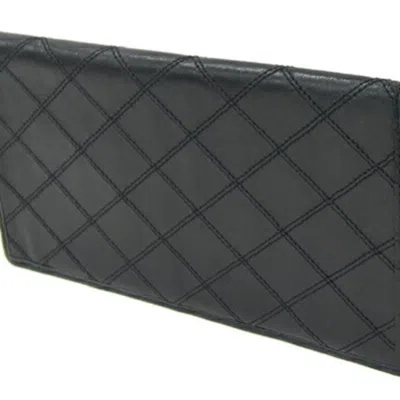 Pre-owned Chanel Bicolor Black Leather Long Bill Wallet (bi-fold) ()