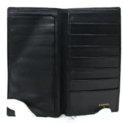Pre-owned Chanel Bicolor Black Leather Long Bill Wallet (bi-fold) ()