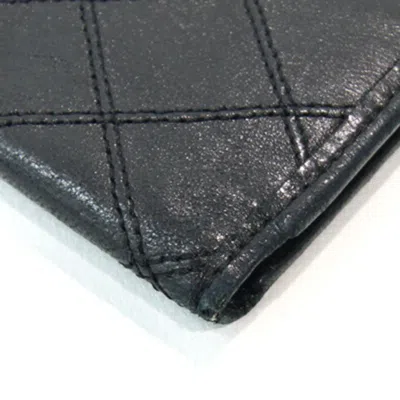 Pre-owned Chanel Bicolor Black Leather Long Bill Wallet (bi-fold) ()
