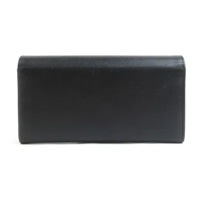 Pre-owned Chanel Black Grained Calfskin Long Wallet (bi-fold) ()