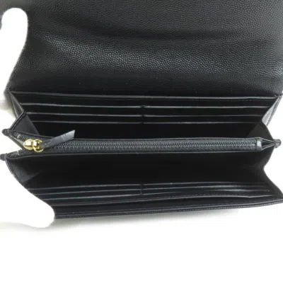 Pre-owned Chanel Black Grained Calfskin Long Wallet (bi-fold) ()