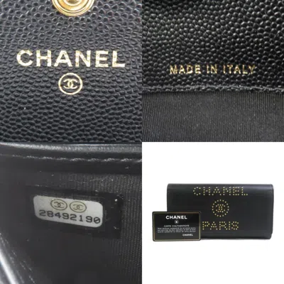 Pre-owned Chanel Black Grained Calfskin Long Wallet (bi-fold) ()