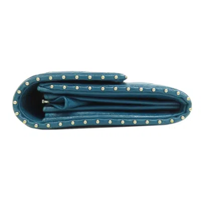 Pre-owned Chanel Blue Leather Long Wallet (bi-fold) ()