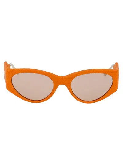 Ferragamo Golden Karung Leather Sunglasses