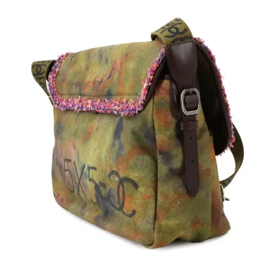 Pre-owned Chanel Khaki Canvas Leather Shoulder Bag ()