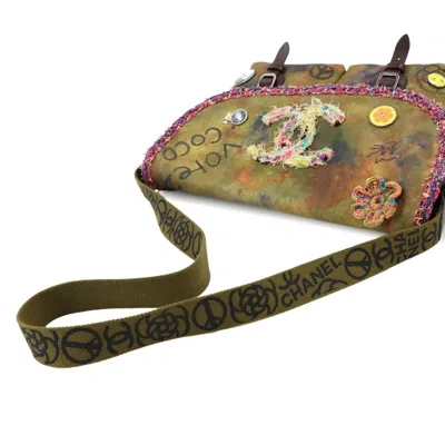 Pre-owned Chanel Khaki Canvas Leather Shoulder Bag ()