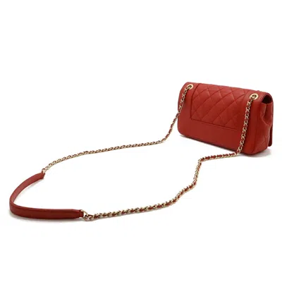 Pre-owned Chanel Matelasse Red Color Leather Pochette Shoulder Bag ()