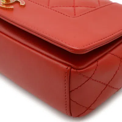 Pre-owned Chanel Matelasse Red Color Leather Pochette Shoulder Bag ()