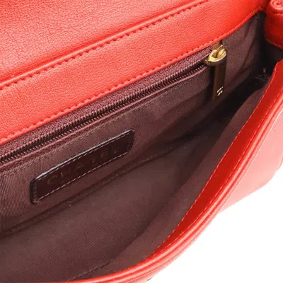 Pre-owned Chanel Matelasse Red Color Leather Pochette Shoulder Bag ()
