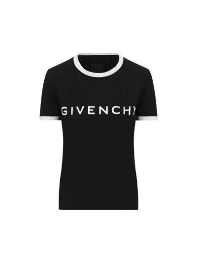 Givenchy Black Crewneck T-shirt With Logo Lettering On The Front And 4g Logo On The Rear In Cotton S