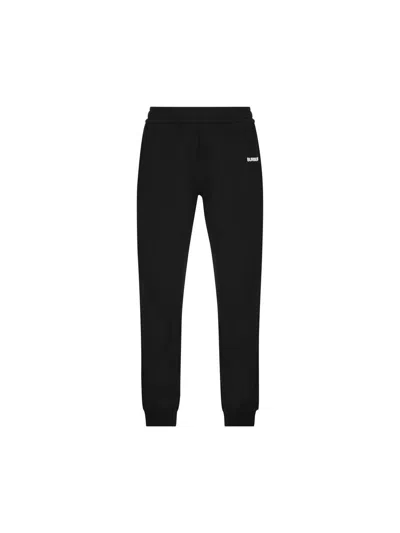 Burberry Black Pants With Elastic Waist And Logo Lettering On The Side In Cotton Man
