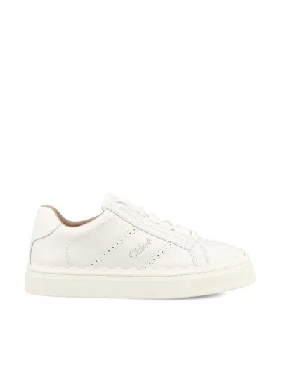 Chloé Lauren Leather Sneakers In White