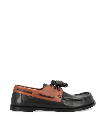 Loewe Sculpted Black Leather Shoes With Brown Accents
