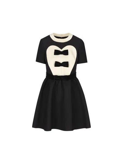 Valentino Double-bow Mini Dress In Wool