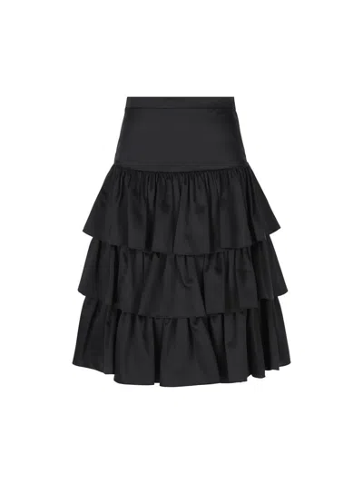 Valentino Ruffled Taffeta Skirt Woman Black 42