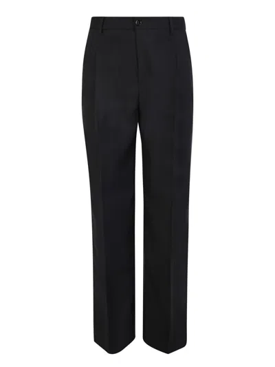 Burberry Suit Pants In Navy Blue Wool. Straight-leg Cut. Zippered Closure And Belt Clip.