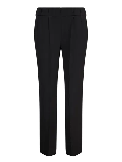 Brunello Cucinelli Black Silk-blend Tapered Trousers In Black