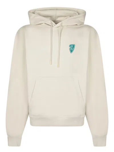 Burberry White Cotton Sweatshirt With Drawstring Hood In Neutral