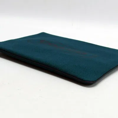 Pre-owned Coach Black Dark Green Canvas Clutch Bag Pouch () In Multi