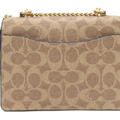Pre-owned Coach Signature Beige Black Pvc Leather Shoulder Bag ()