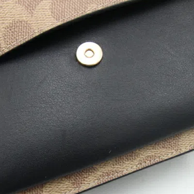 Pre-owned Coach Signature Beige Black Pvc Leather Shoulder Bag ()
