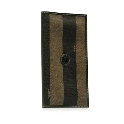 Pre-owned Fendi Black Khaki Pvc Leather Wallet (bi-fold) () In Multi