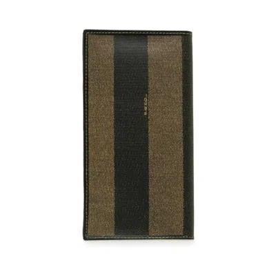 Pre-owned Fendi Black Khaki Pvc Leather Wallet (bi-fold) () In Multi