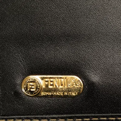 Pre-owned Fendi Black Khaki Pvc Leather Wallet (bi-fold) () In Multi