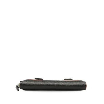 Pre-owned Fendi Black Pink Leather Long Wallet (bi-fold) () In Multi