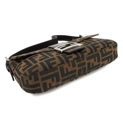 Pre-owned Fendi Brown Canvas Leather Baguette Bag Shoulder Bag ()