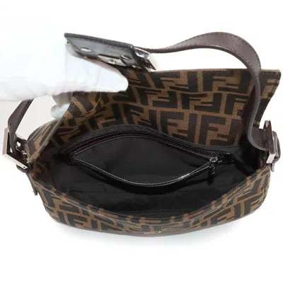 Pre-owned Fendi Brown Canvas Leather Baguette Bag Shoulder Bag ()